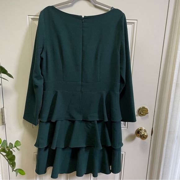 Eliza J Forest Green for and flare ruffle 3/4 sleeve dress 16/ 14 - Picture 5 of 11